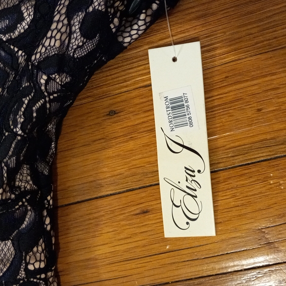 STUNNING Eliza J one shoulder NYSTROMS tea length navy lace dress size 10 - Picture 2 of 15